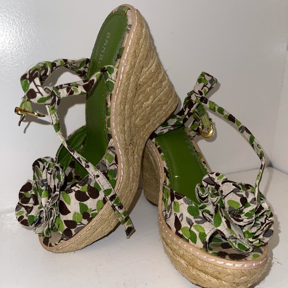 Brown & Green Floral Wedges - Picture 3 of 3